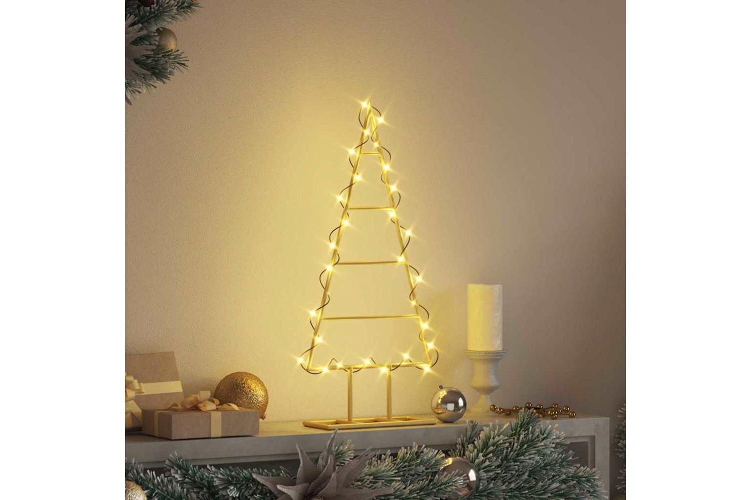 Vidaxl Metal Christmas Tree With Stand Gold 60 Cm Powder-coated Steel-4