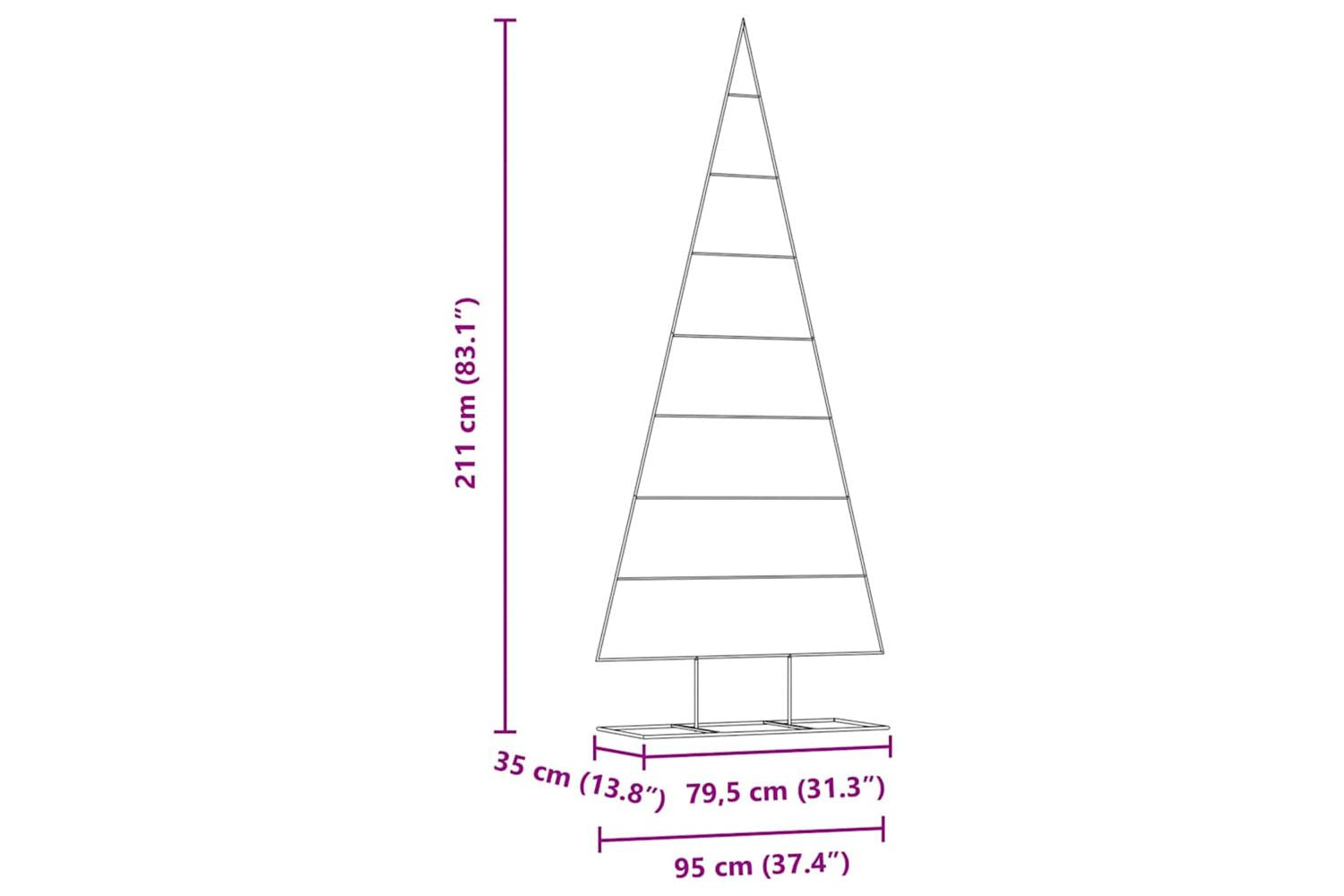 Vidaxl Metal Christmas Tree With Stand Gold 210 Cm Powder-coated Steel-9