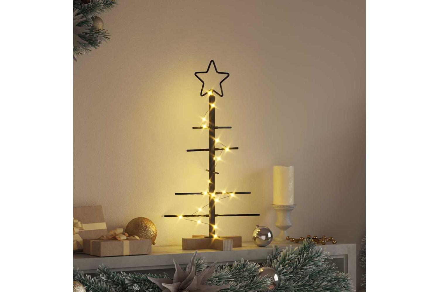 Vidaxl Metal Christmas Tree With Stand Black 60 Cm Powder-coated Steel-4