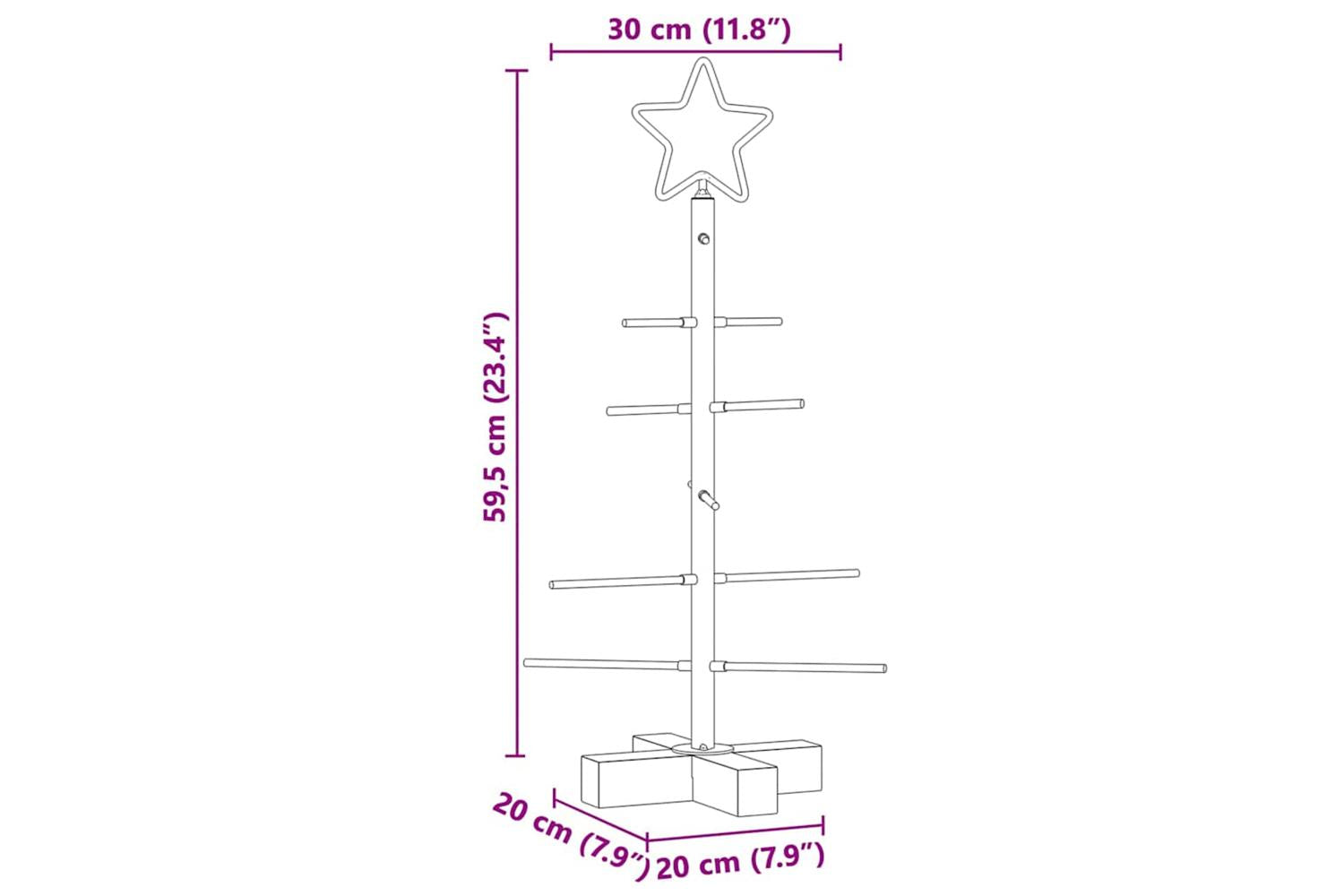 Vidaxl Metal Christmas Tree With Stand Black 60 Cm Powder-coated Steel-9
