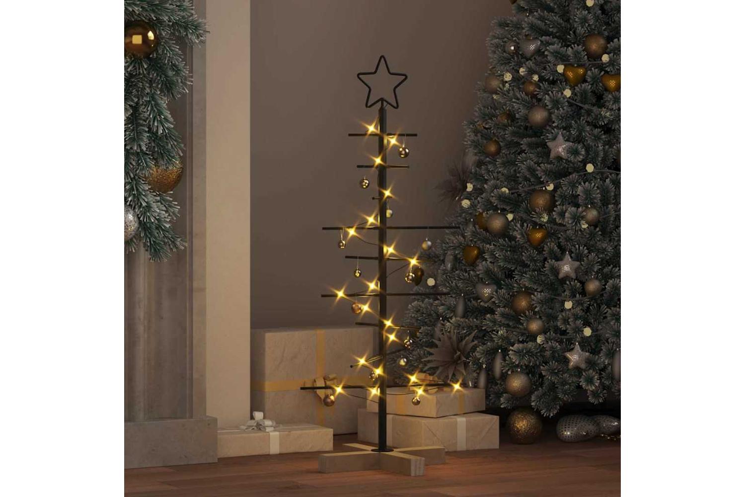 Vidaxl Metal Christmas Tree With Stand Black 90 Cm Powder-coated Steel-4