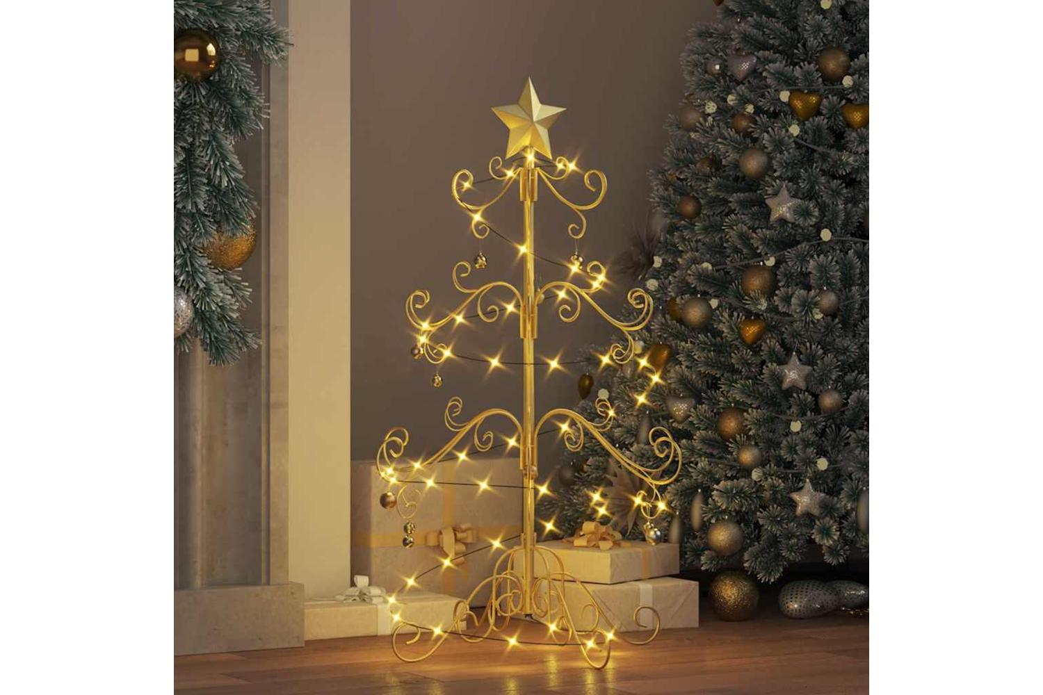 Vidaxl Metal Christmas Tree With Stand Gold 90 Cm Powder-coated Steel-4
