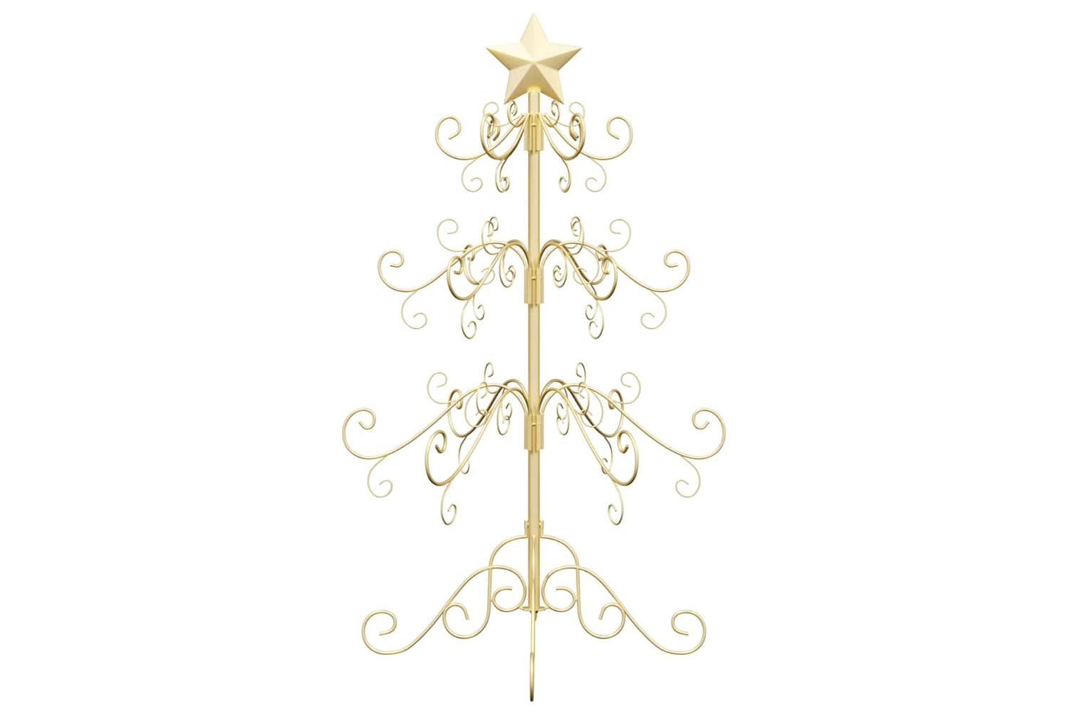 Vidaxl Metal Christmas Tree With Stand Gold 90 Cm Powder-coated Steel-5