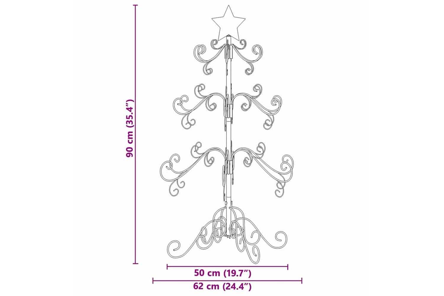 Vidaxl Metal Christmas Tree With Stand Gold 90 Cm Powder-coated Steel-9