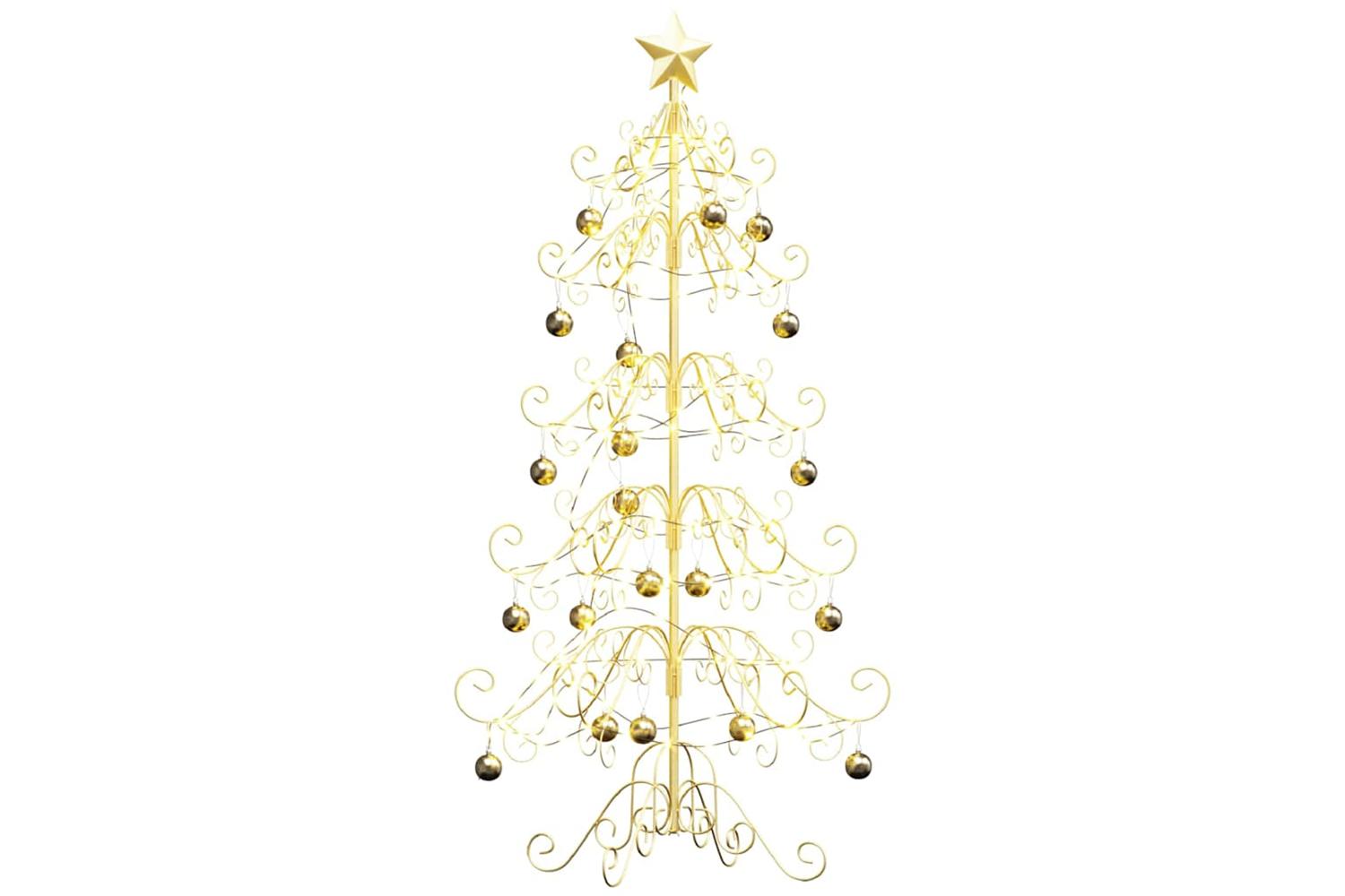 Vidaxl Metal Christmas Tree With Stand Gold 150 Cm Powder-coated Steel-3