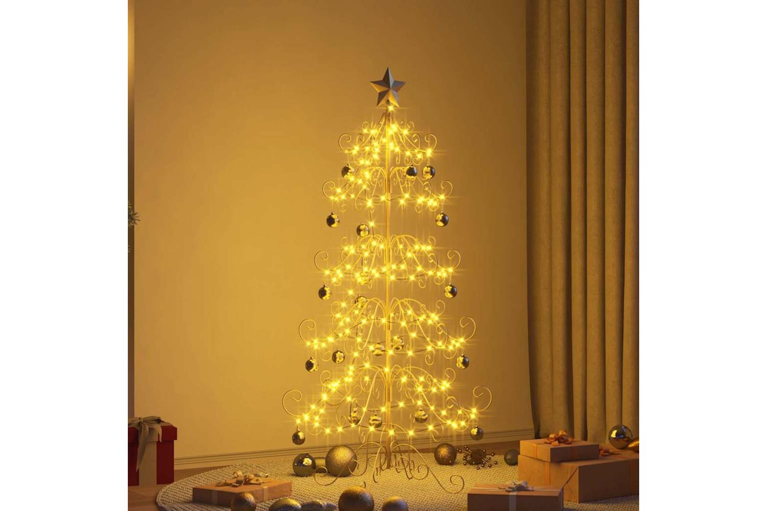 Vidaxl Metal Christmas Tree With Stand Gold 150 Cm Powder-coated Steel-4