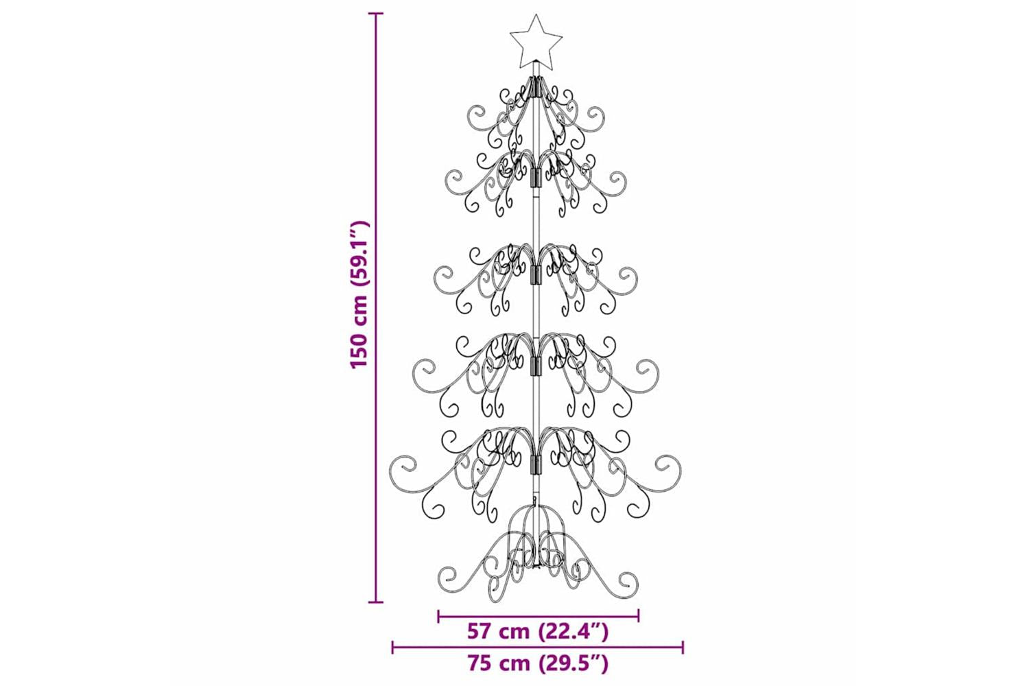 Vidaxl Metal Christmas Tree With Stand Gold 150 Cm Powder-coated Steel-9