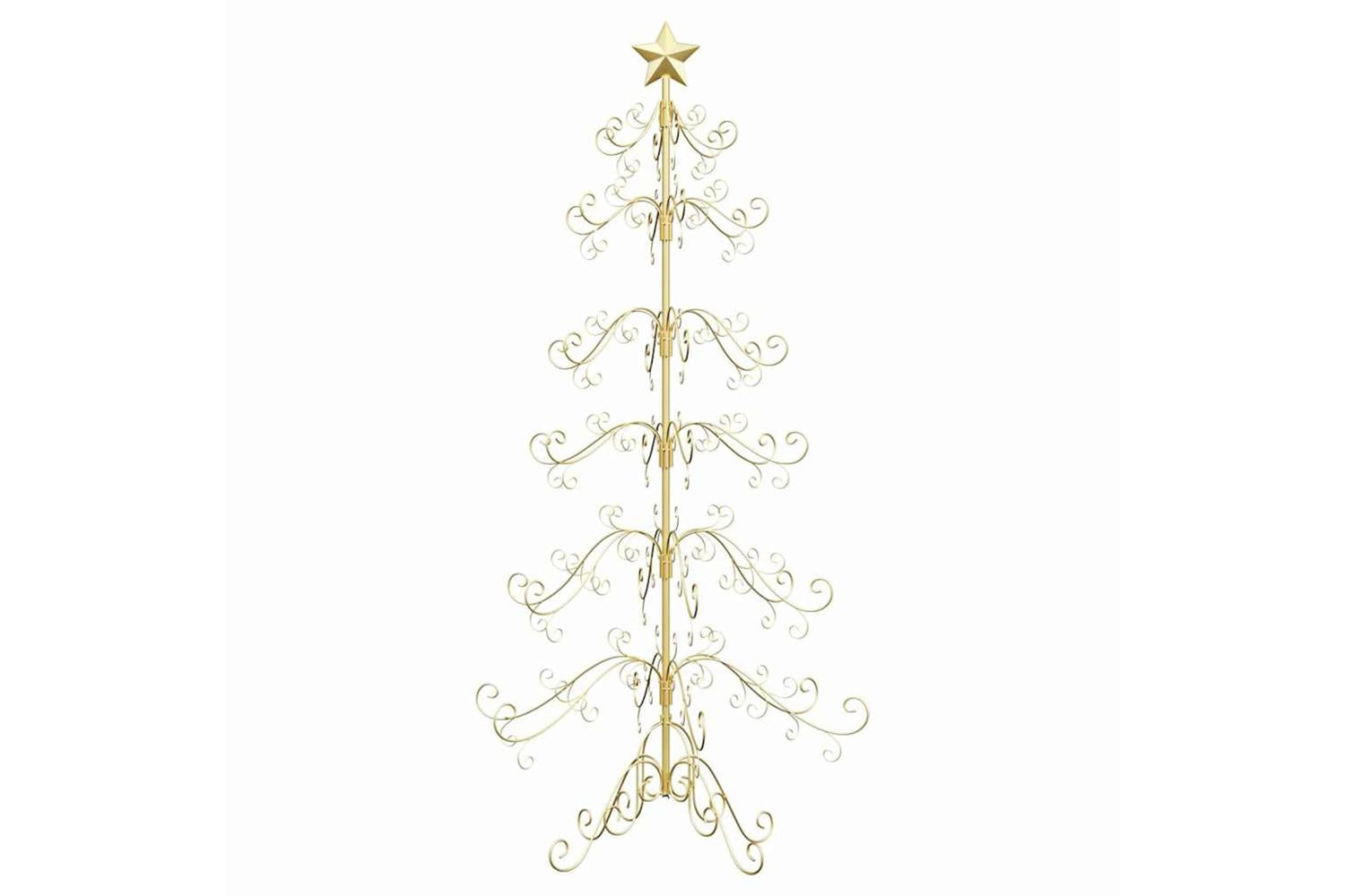 Vidaxl Metal Christmas Tree With Stand Gold 180 Cm Powder-coated Steel-5