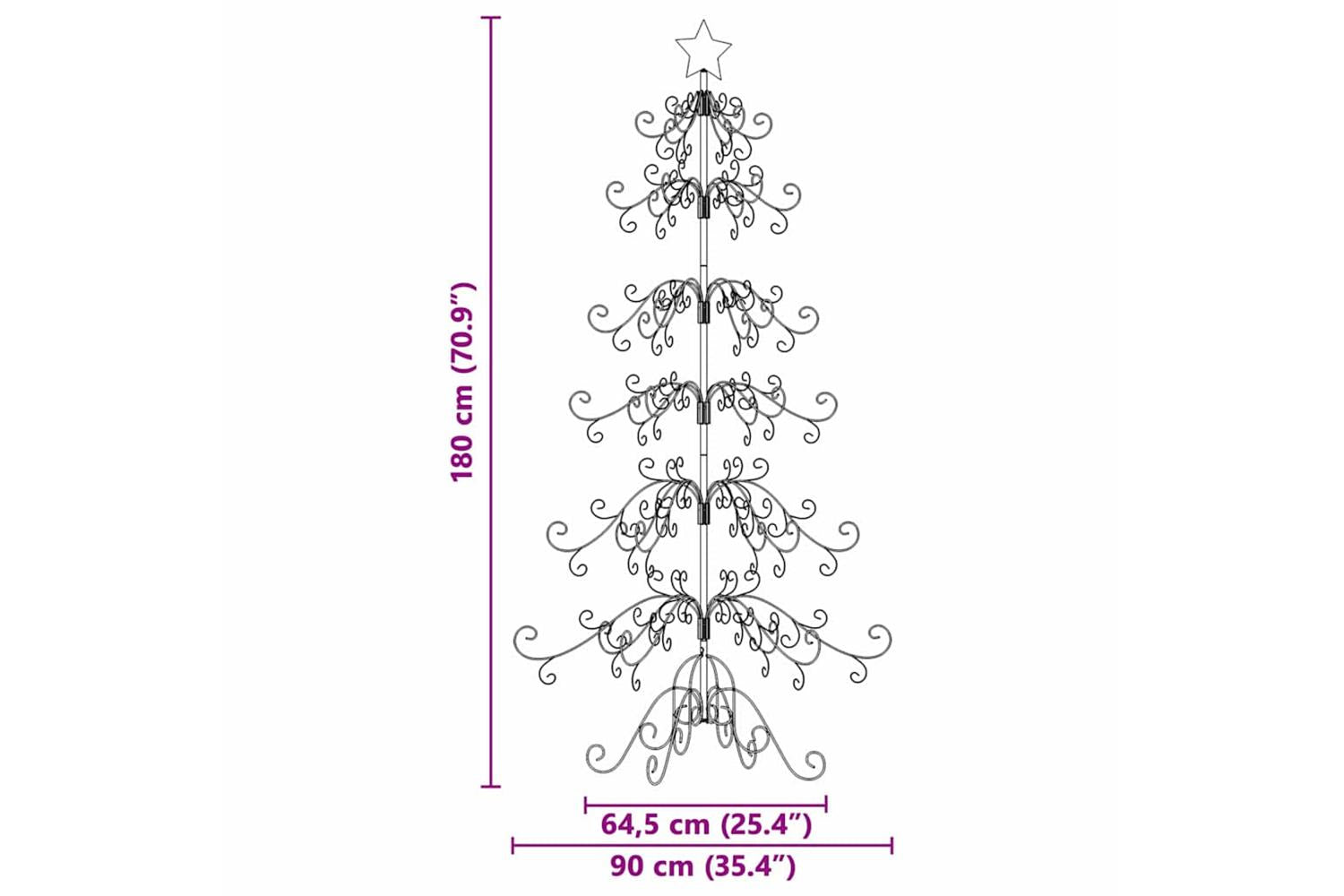 Vidaxl Metal Christmas Tree With Stand Gold 180 Cm Powder-coated Steel-9