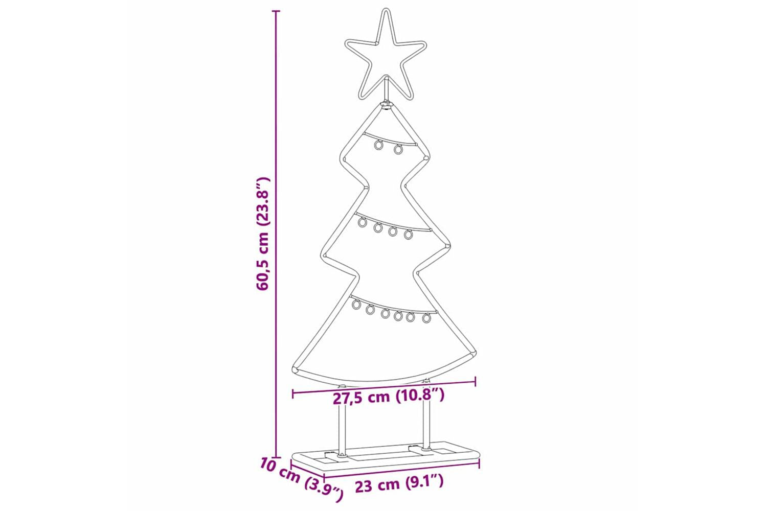 Vidaxl Metal Christmas Tree With Stand Black 60 Cm Steel-9