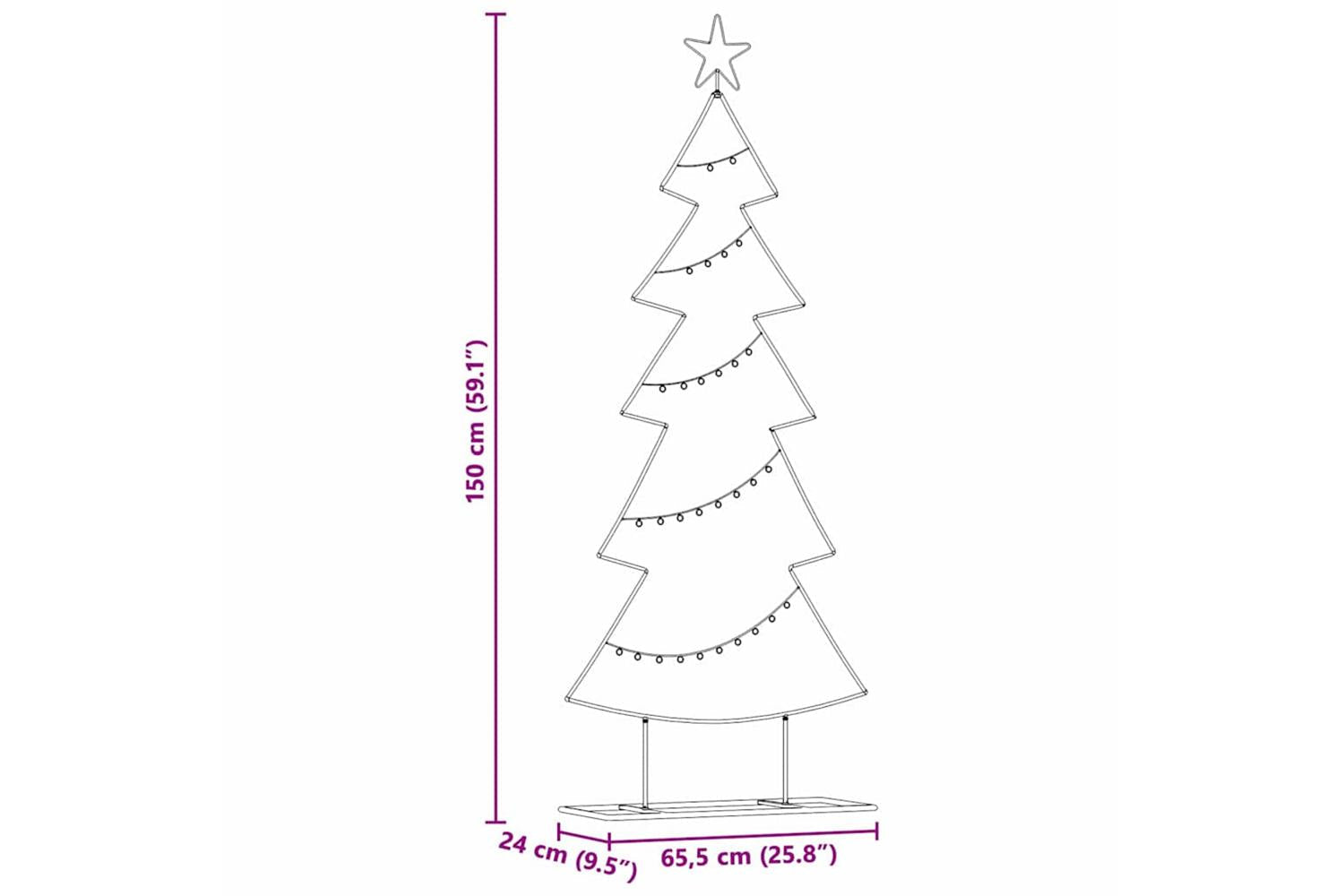 Vidaxl Metal Christmas Tree With Stand Black 150 Cm Steel-9