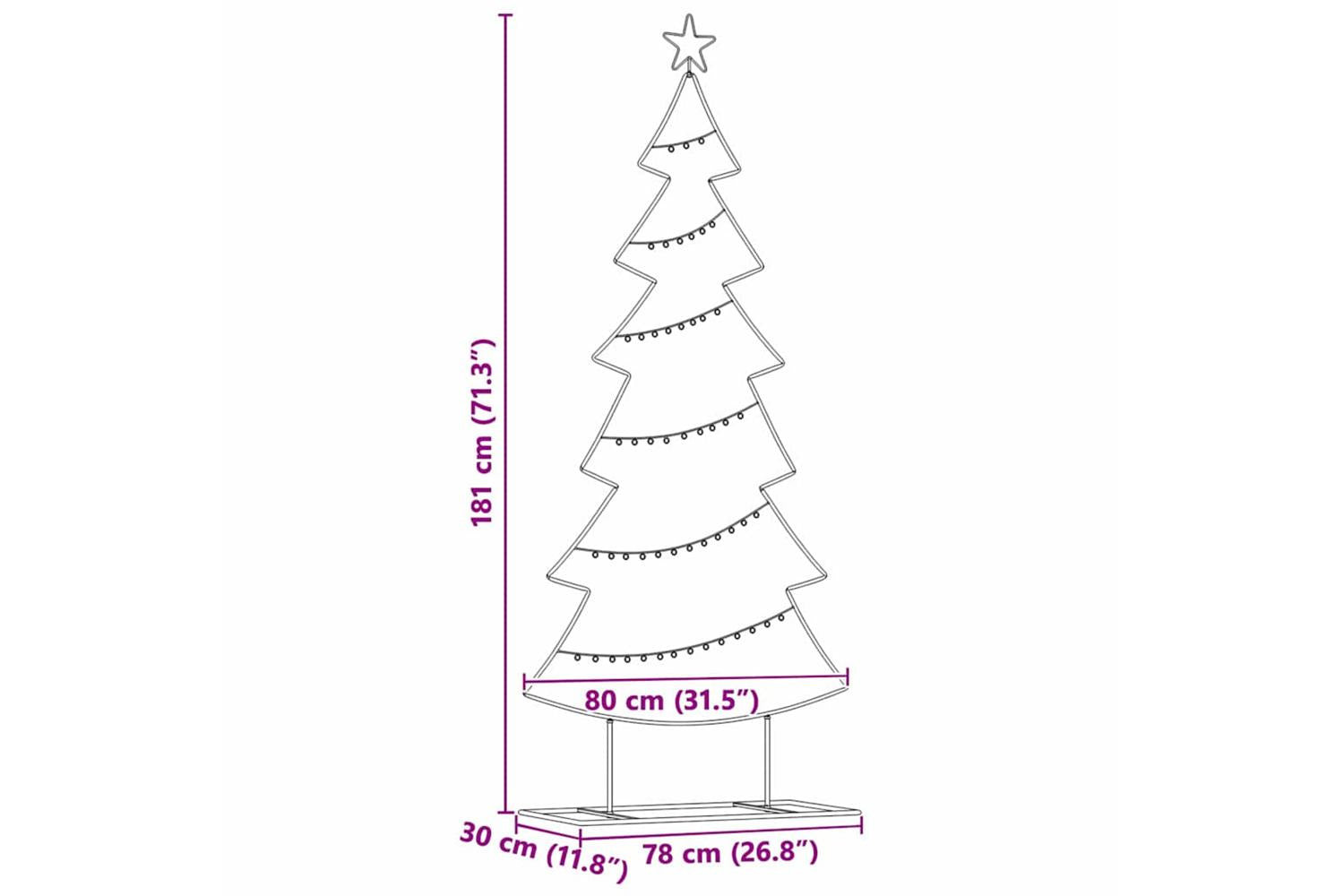 Vidaxl Metal Christmas Tree With Stand Black 180 Cm Steel-9