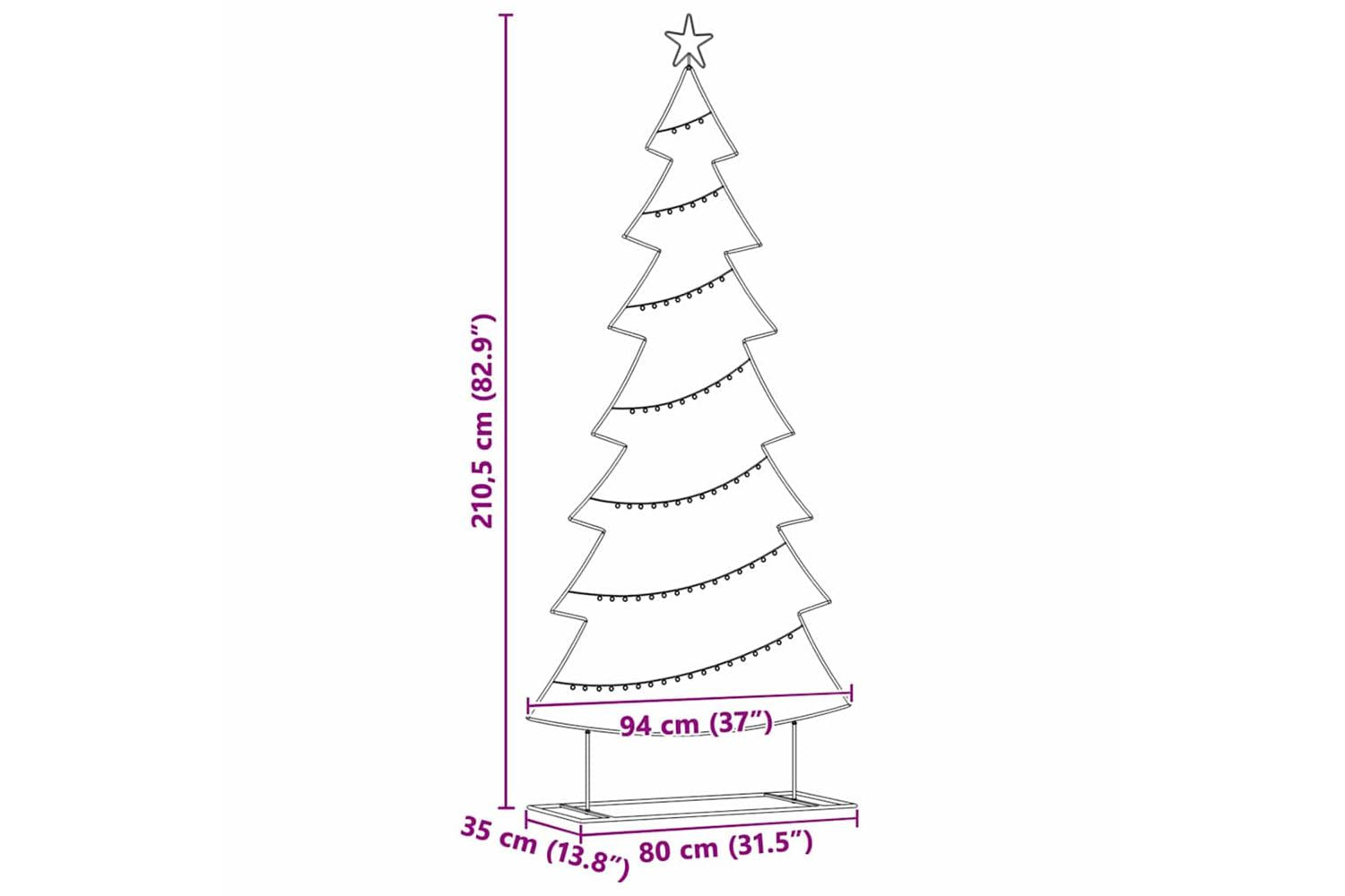 Vidaxl Metal Christmas Tree With Stand Black 210 Cm Steel-9
