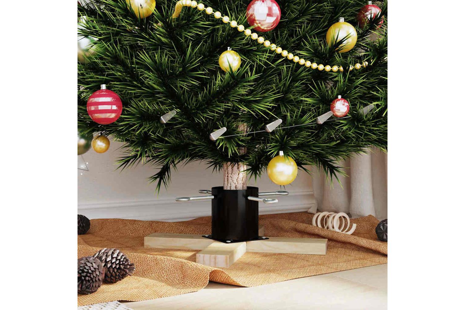 Vidaxl Christmas Tree Stand 173 Black 50 X 50 X 16 Cm Solid Pine Wood-4
