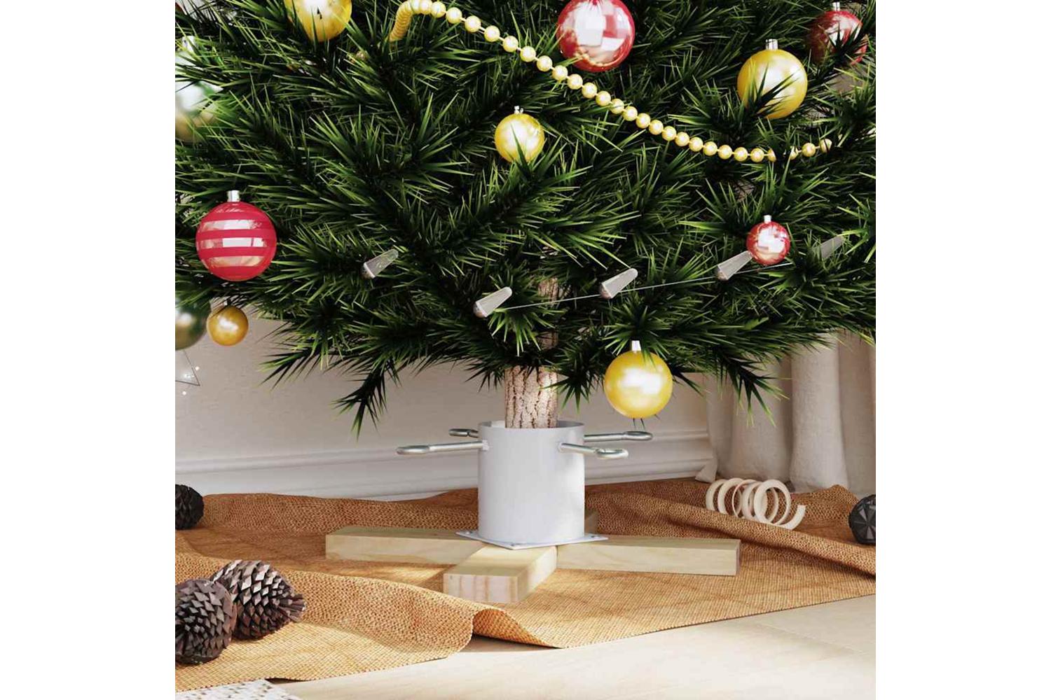 Vidaxl Christmas Tree Stand 173 White 50 X 50 X 16 Cm Solid Pine Wood-4