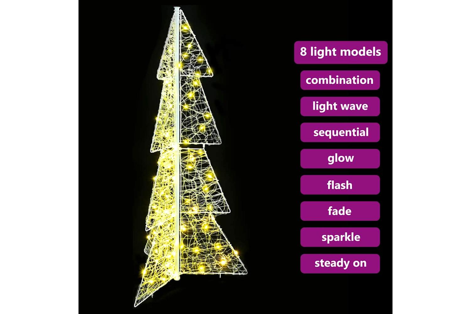 Vidaxl Christmas Tree With 100 Leds Warm White 120 Cm Acrylic-7
