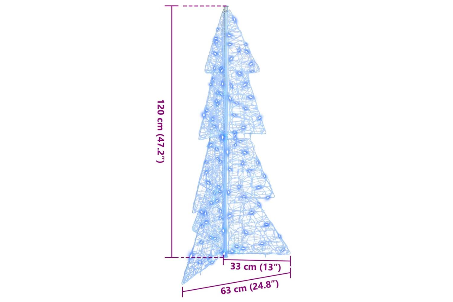 Vidaxl Christmas Tree With 100 Leds Blue 120 Cm Acrylic-8