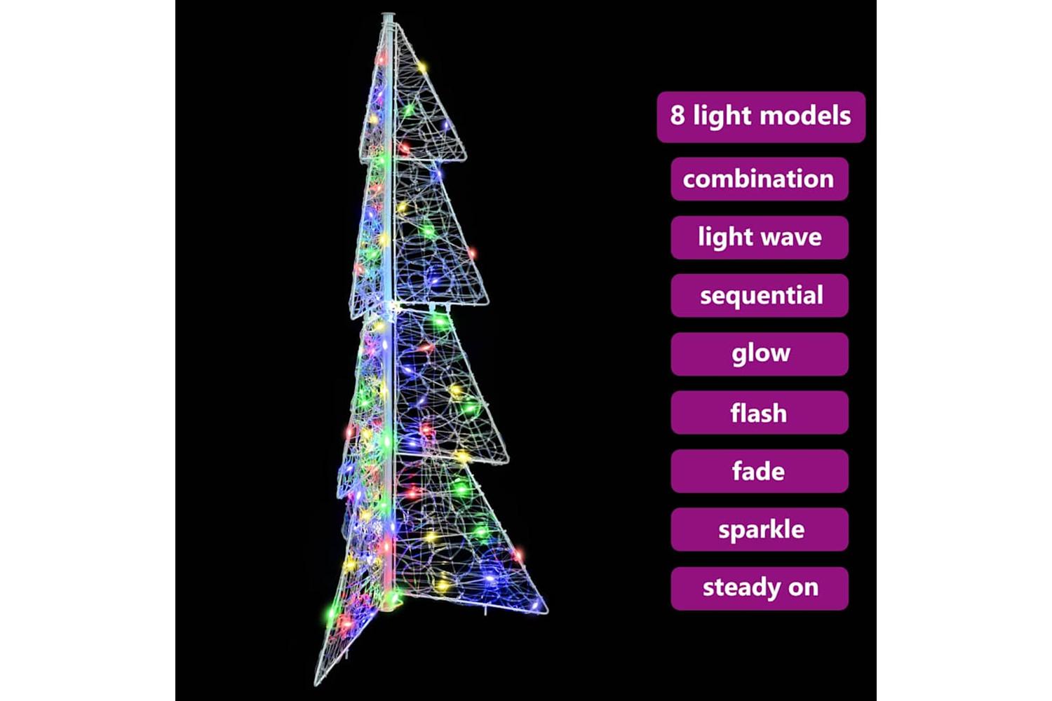 Vidaxl Christmas Tree With 100 Leds Multicolour 120 Cm Acrylic-7