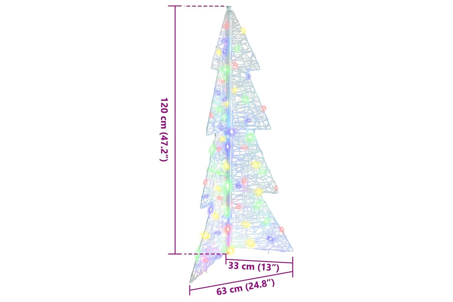 Vidaxl Christmas Tree With 100 Leds Multicolour 120 Cm Acrylic-8