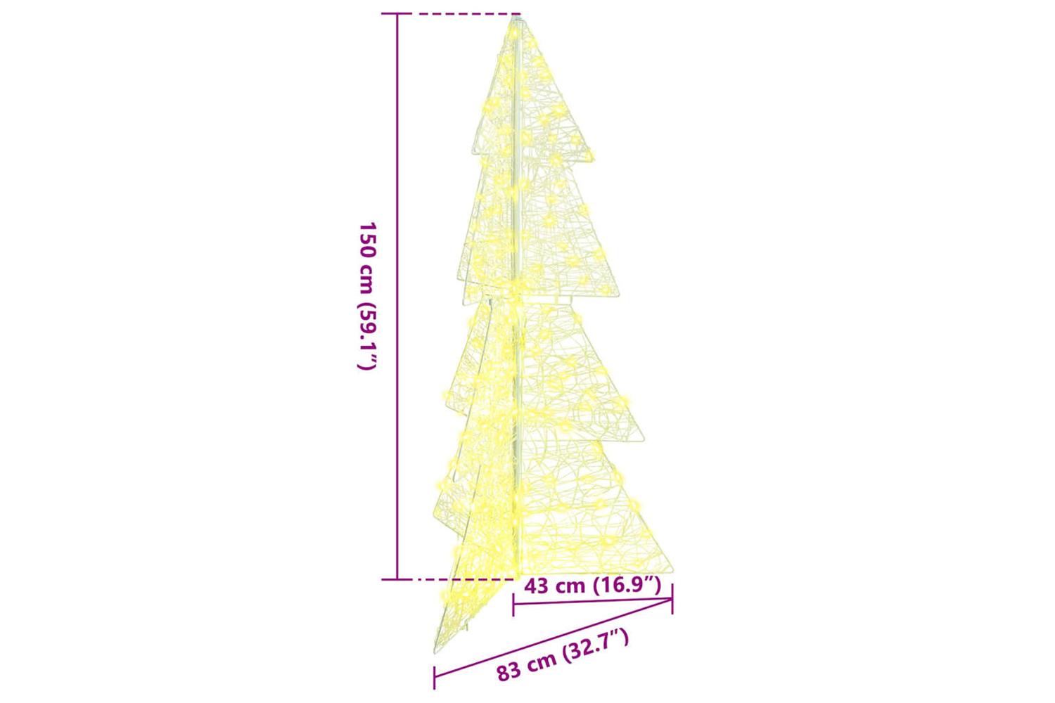 Vidaxl Christmas Tree With 160 Leds Warm White 150 Cm Acrylic-8