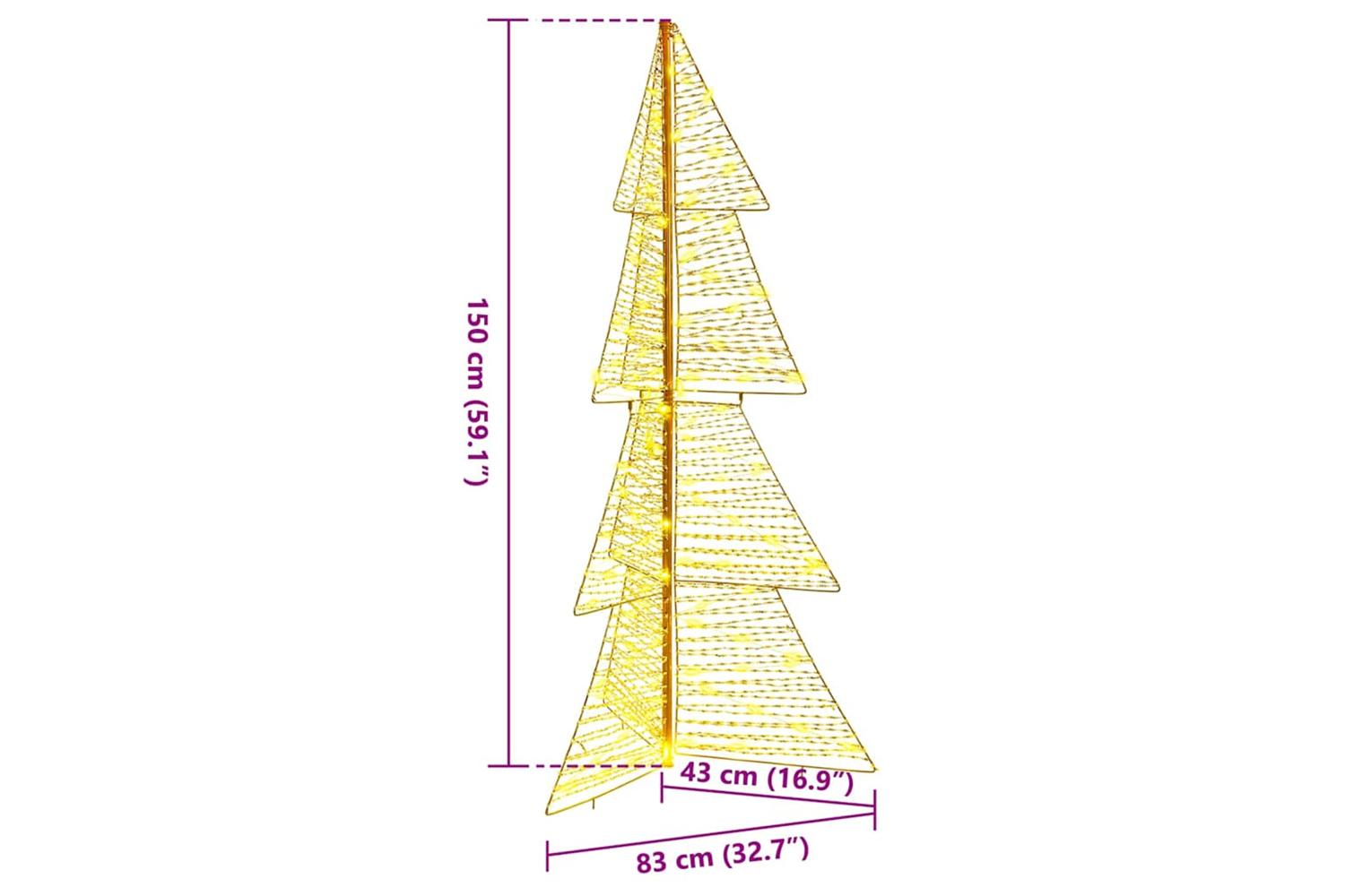 Vidaxl Christmas Tree With 160 Leds Warm White 150 Cm Pet-8