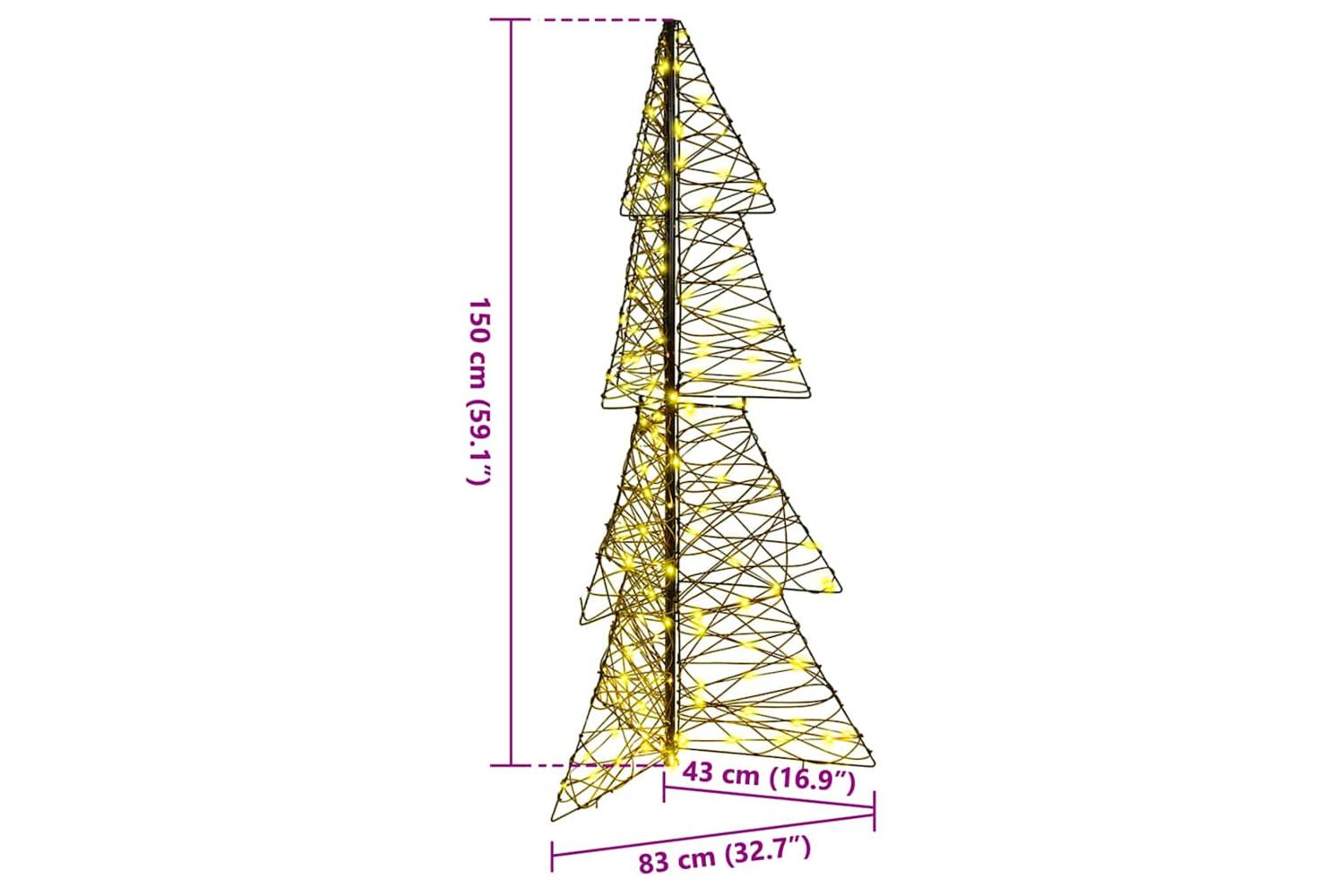 Vidaxl Christmas Tree With 160 Leds Warm White 150 Cm Rattan-8