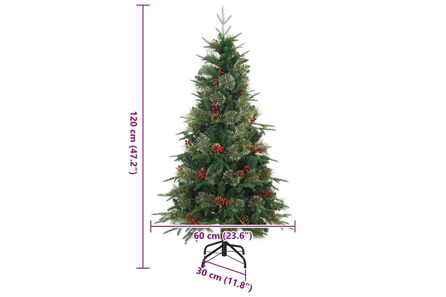 Vidaxl Artificial Hinged Christmas Tree Green 120 Cm Pvc Pe And Steel-9