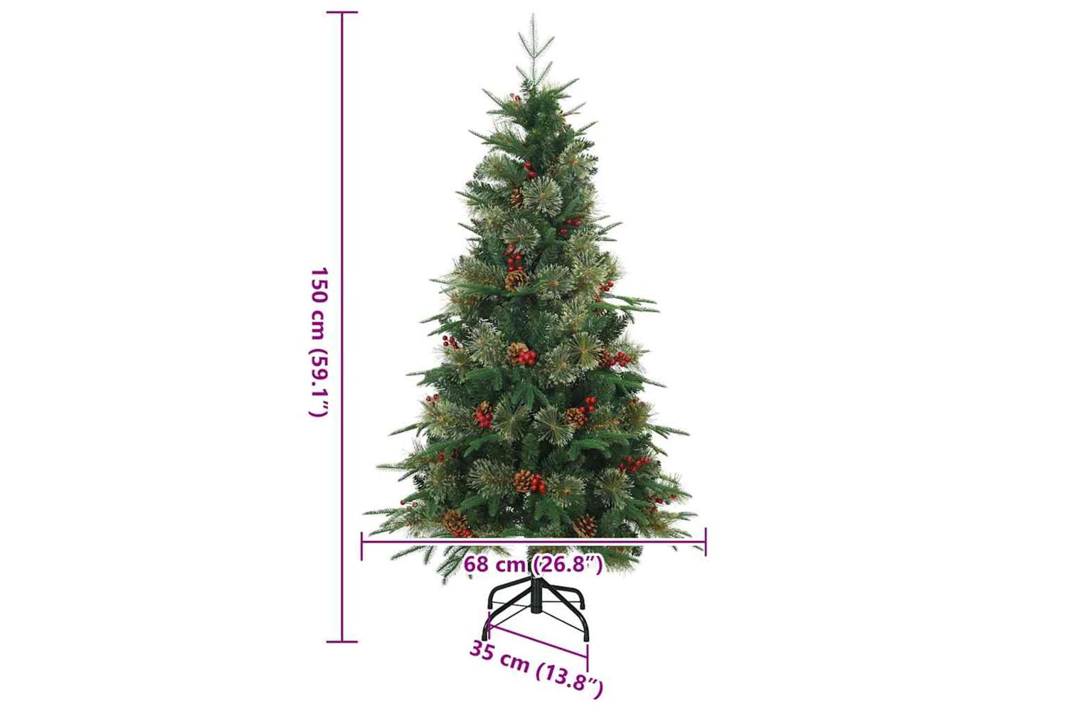 Vidaxl Artificial Hinged Christmas Tree Green 150 Cm Pvc Pe And Steel-9