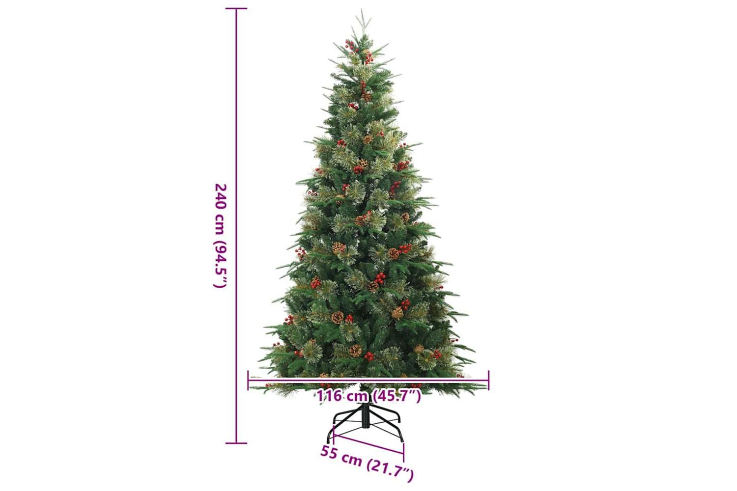Vidaxl Artificial Hinged Christmas Tree Green 240 Cm Pvc Pe And Steel-9