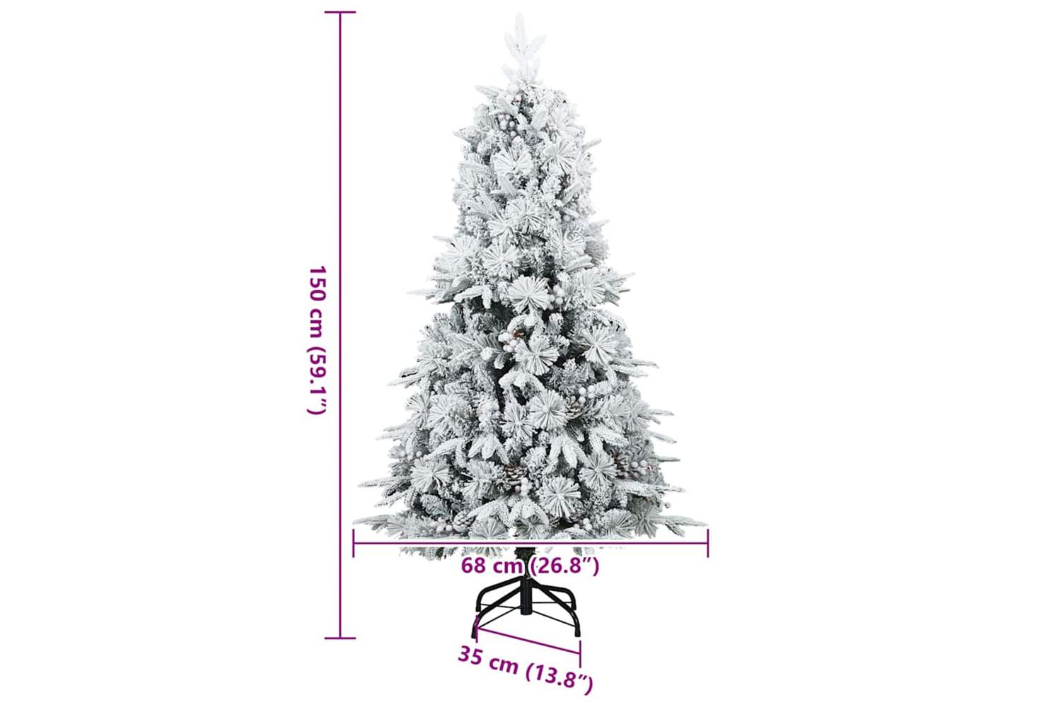 Vidaxl Artificial Hinged Christmas Tree Snow Flocked White 150 Cm-9