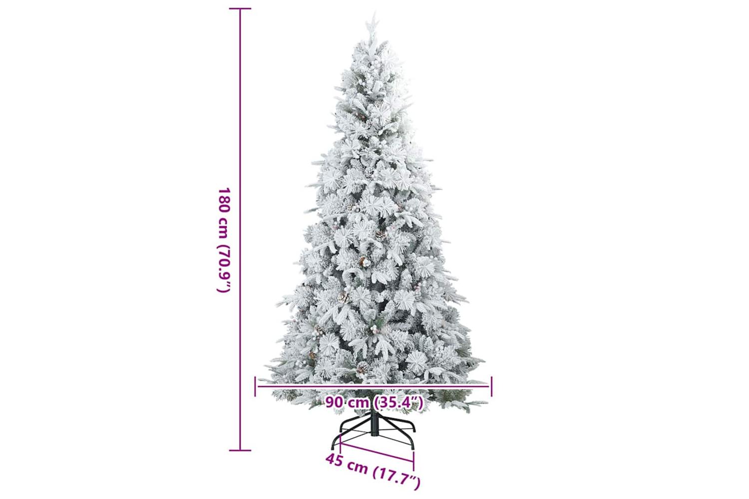 Vidaxl Artificial Hinged Christmas Tree Snow Flocked White 180 Cm-9