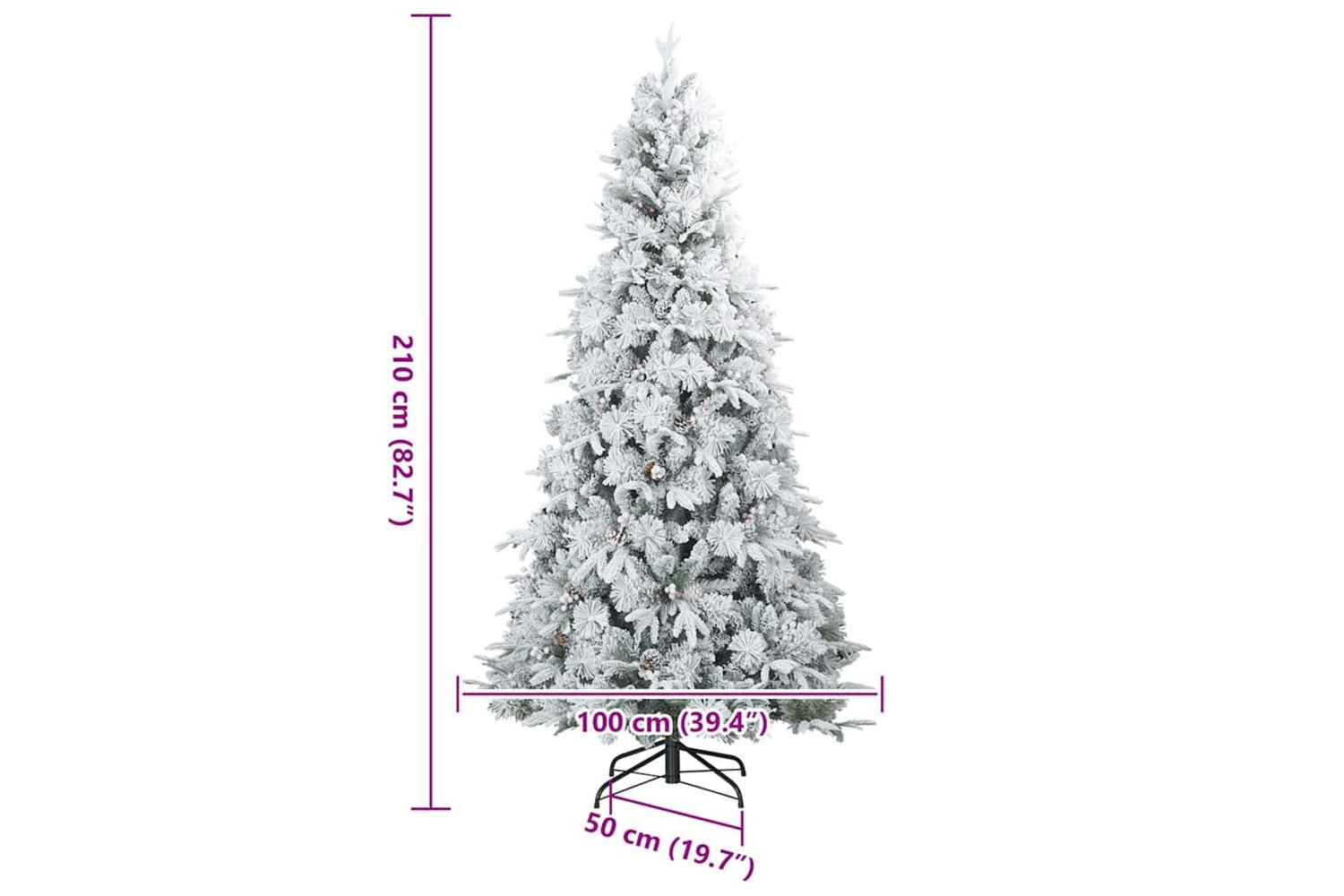 Vidaxl Artificial Hinged Christmas Tree Snow Flocked White 210 Cm-9