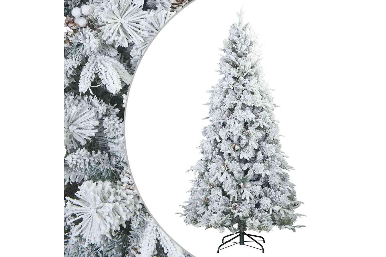 Vidaxl Artificial Hinged Christmas Tree Snow Flocked White 240 Cm-2