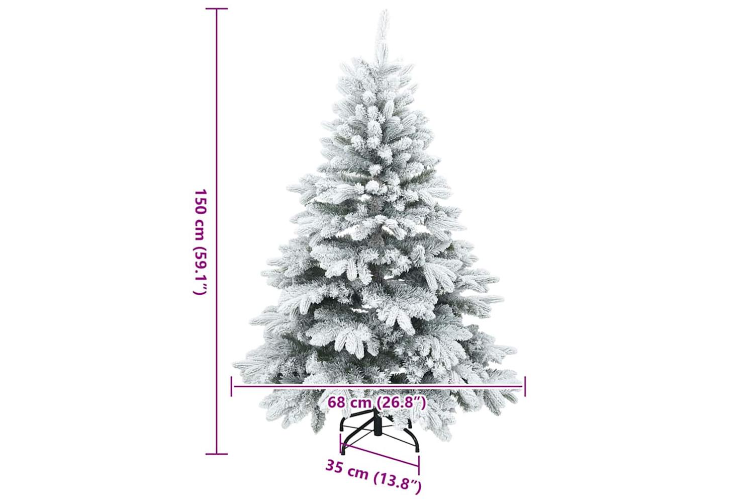 Vidaxl Artificial Hinged Christmas Tree Snow Flocked White 150 Cm-9