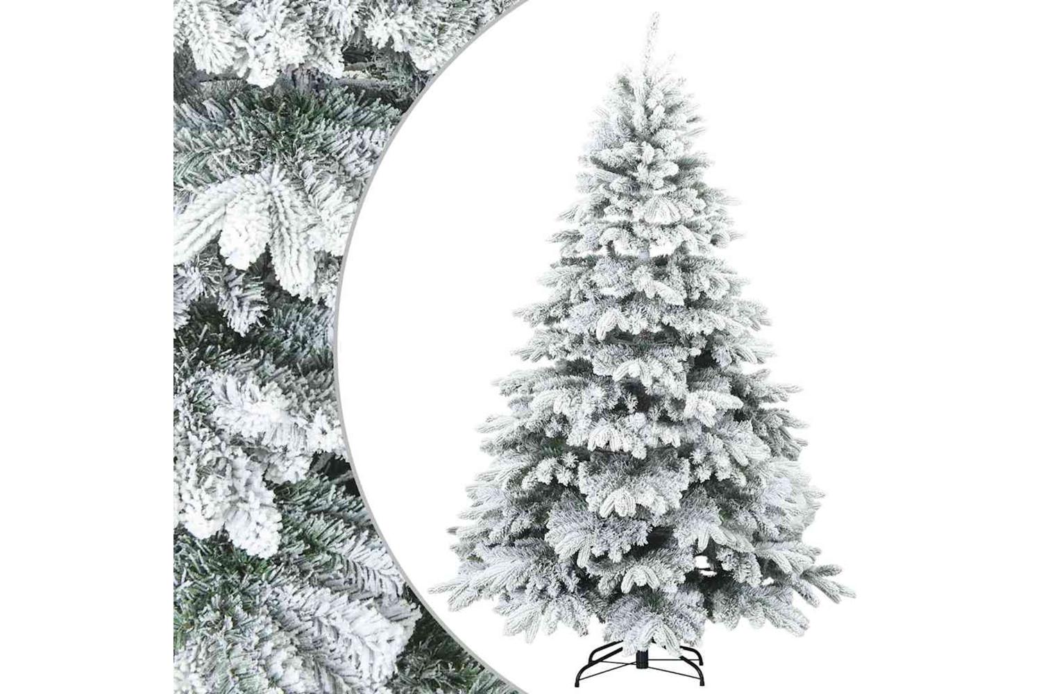 Vidaxl Artificial Hinged Christmas Tree Snow Flocked White 180 Cm-2