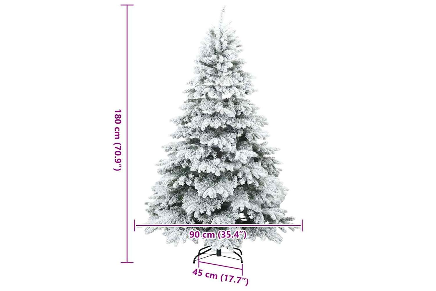 Vidaxl Artificial Hinged Christmas Tree Snow Flocked White 180 Cm-9