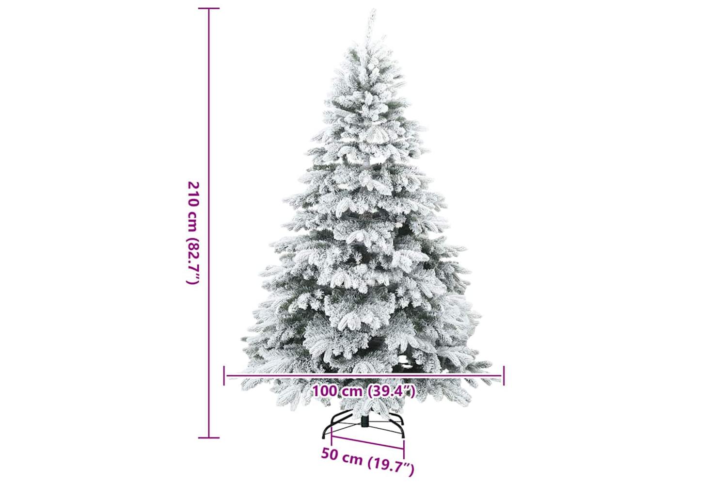 Vidaxl Artificial Hinged Christmas Tree Snow Flocked White 210 Cm-9