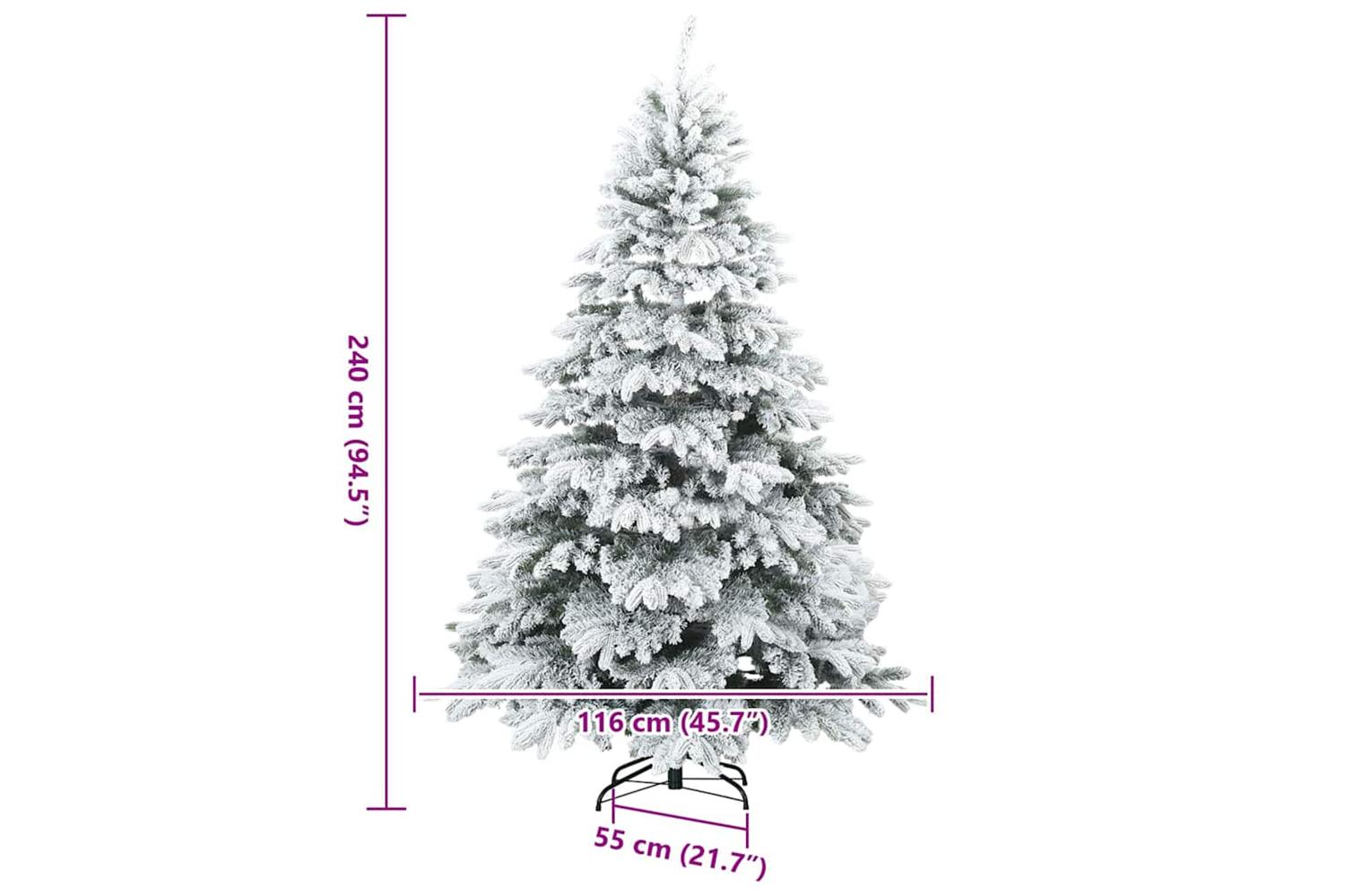 Vidaxl Artificial Hinged Christmas Tree Snow Flocked White 240 Cm-9