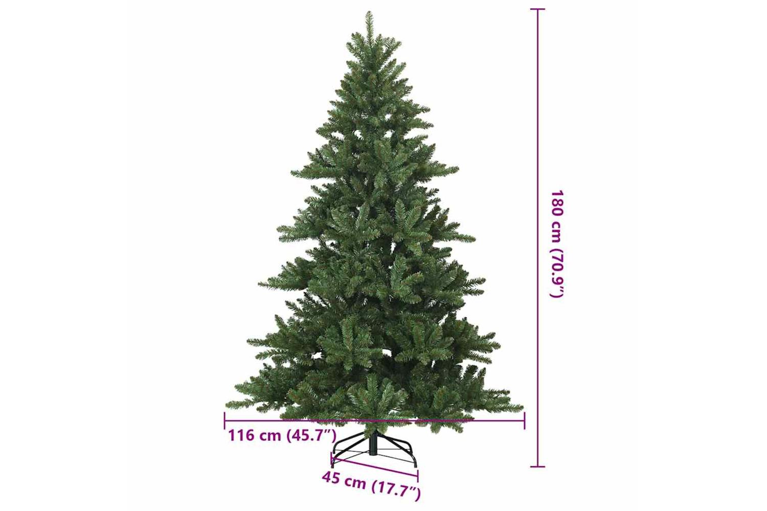 Vidaxl Artificial Hinged Christmas Tree Green 180 Cm Pvc Steel-9