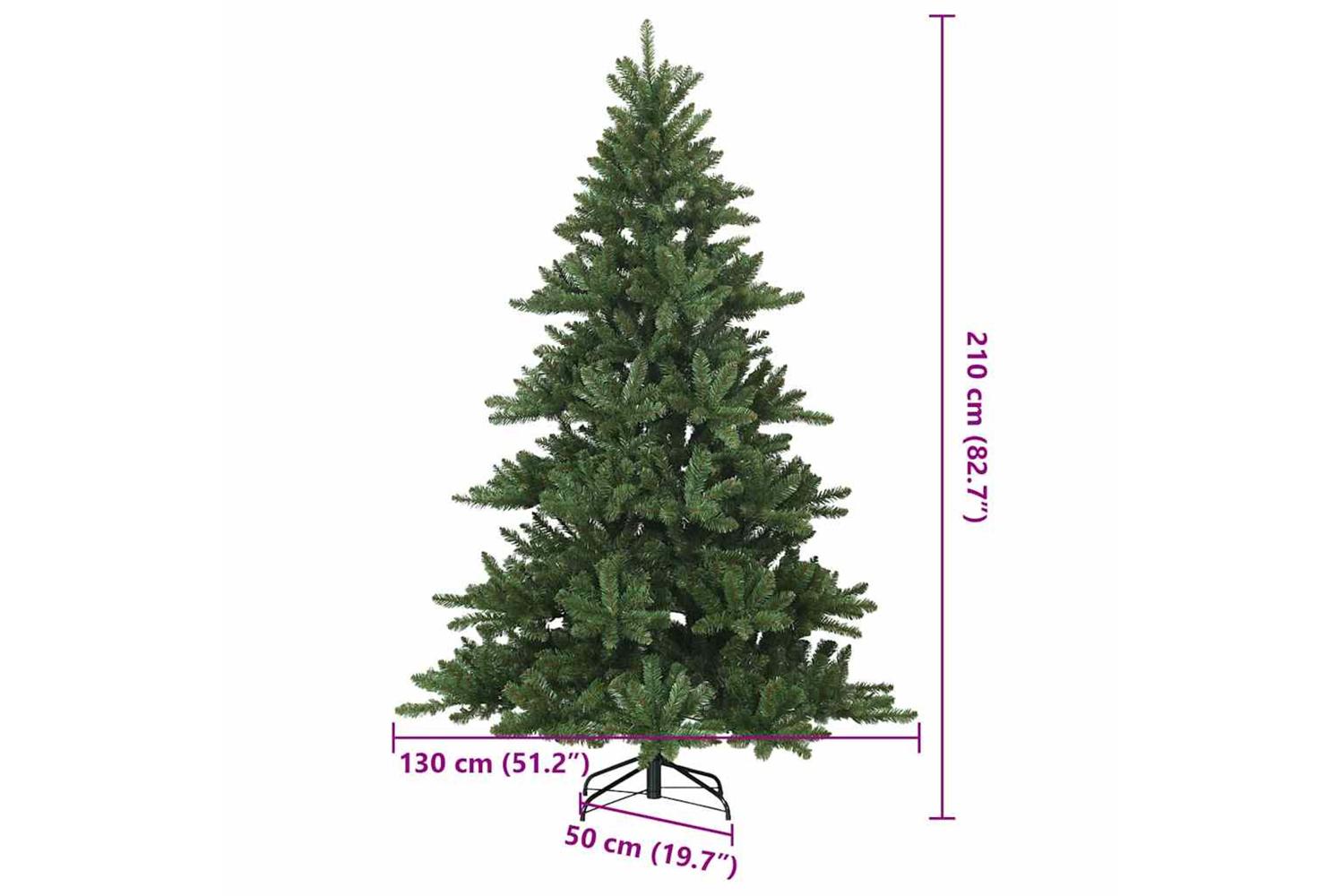 Vidaxl Artificial Hinged Christmas Tree Green 210 Cm Pvc Steel-9