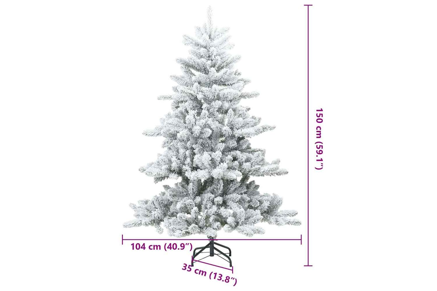 Vidaxl Artificial Hinged Christmas Tree Snow Flocked White 150 Cm-9