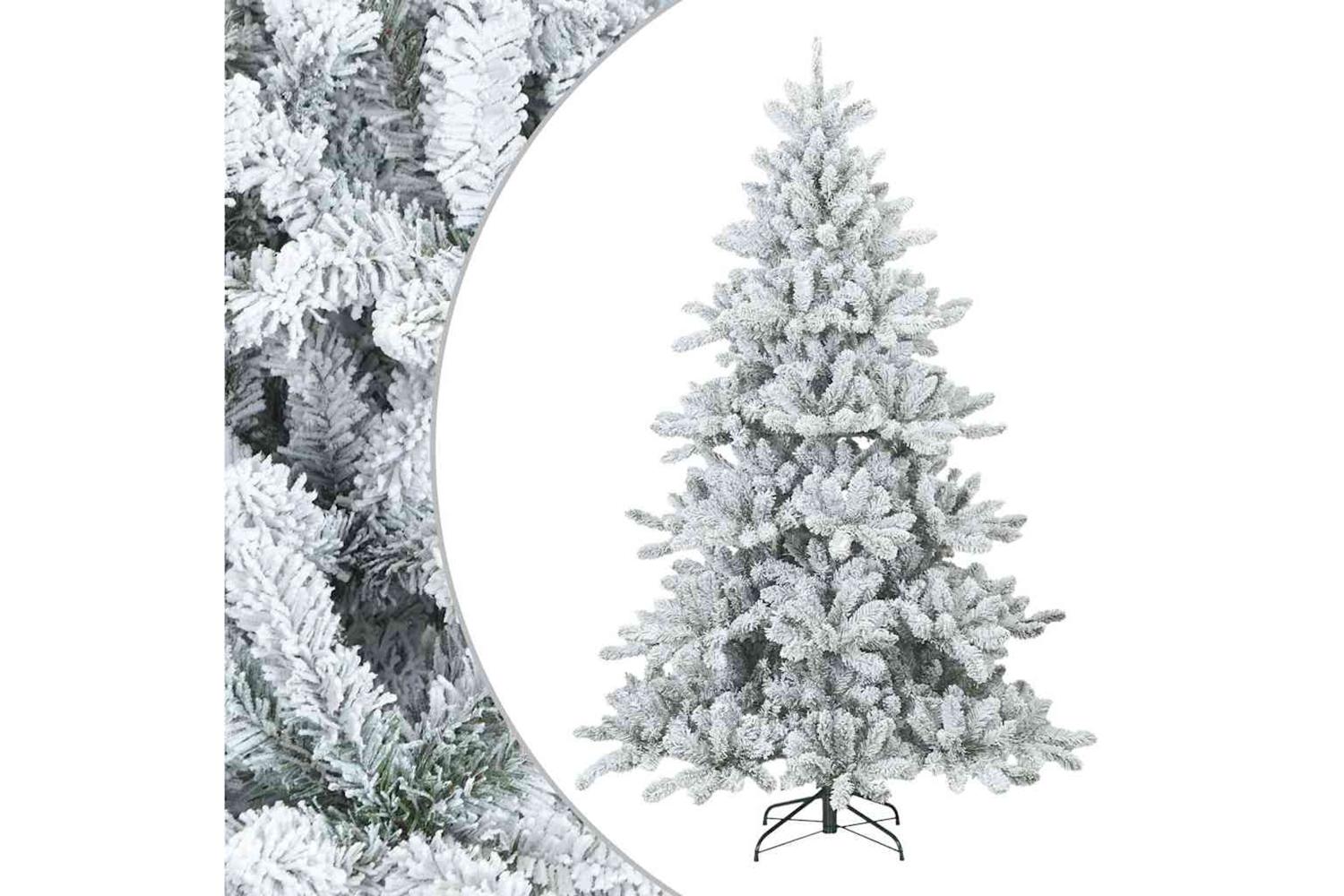 Vidaxl Artificial Hinged Christmas Tree Snow Flocked White 180 Cm-2