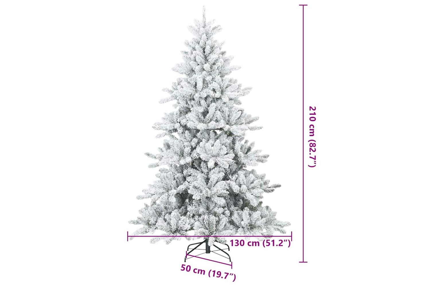 Vidaxl Artificial Hinged Christmas Tree Snow Flocked White 210 Cm-9
