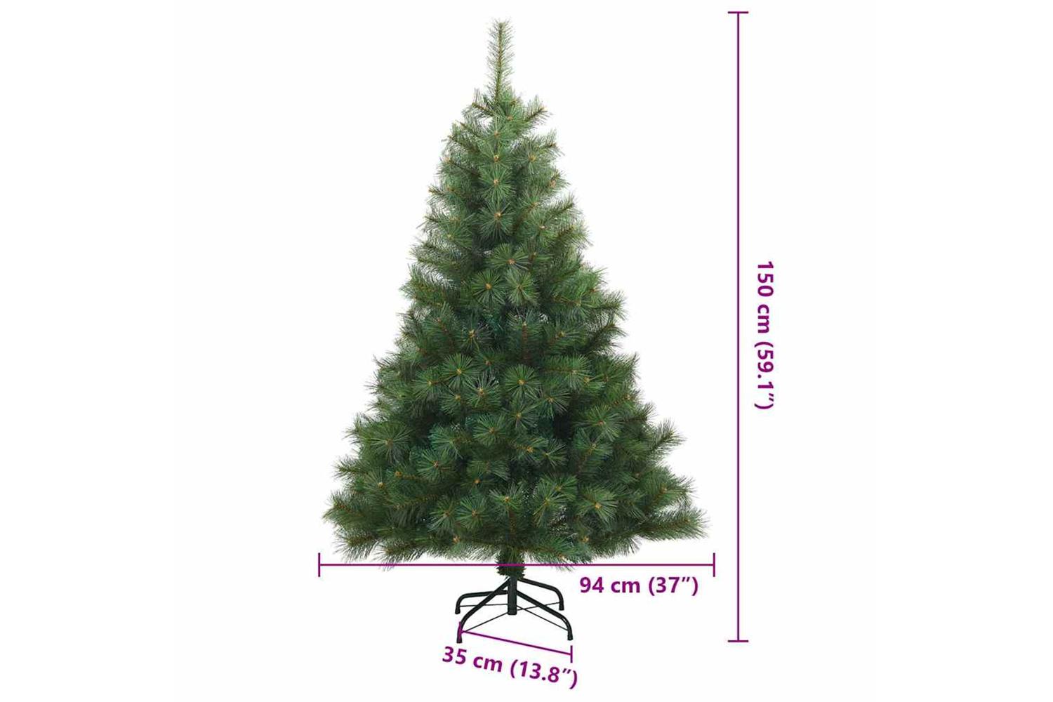 Vidaxl Artificial Hinged Christmas Tree Green 150 Cm Pvc Steel-9