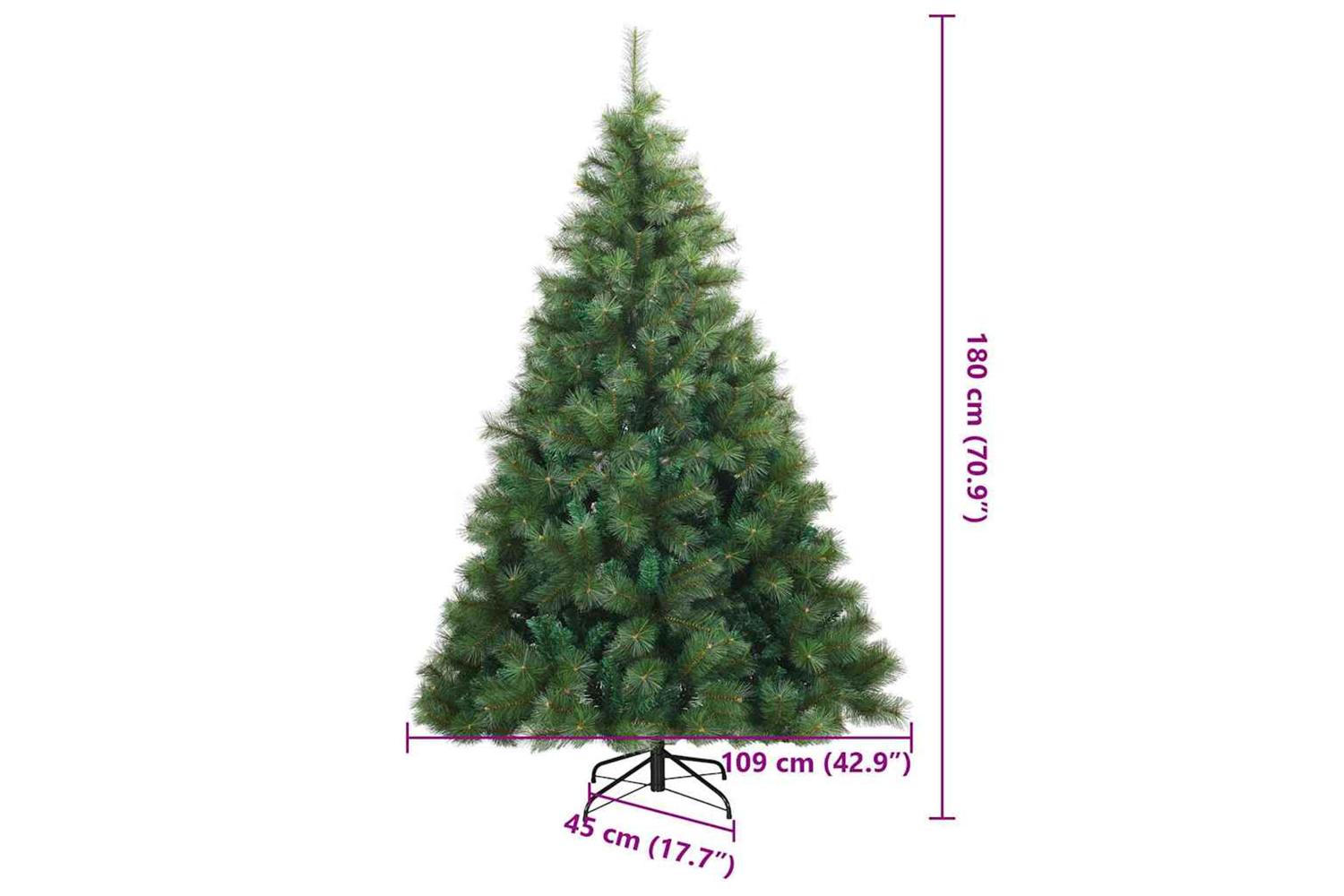 Vidaxl Artificial Hinged Christmas Tree Green 180 Cm Pvc Steel-9