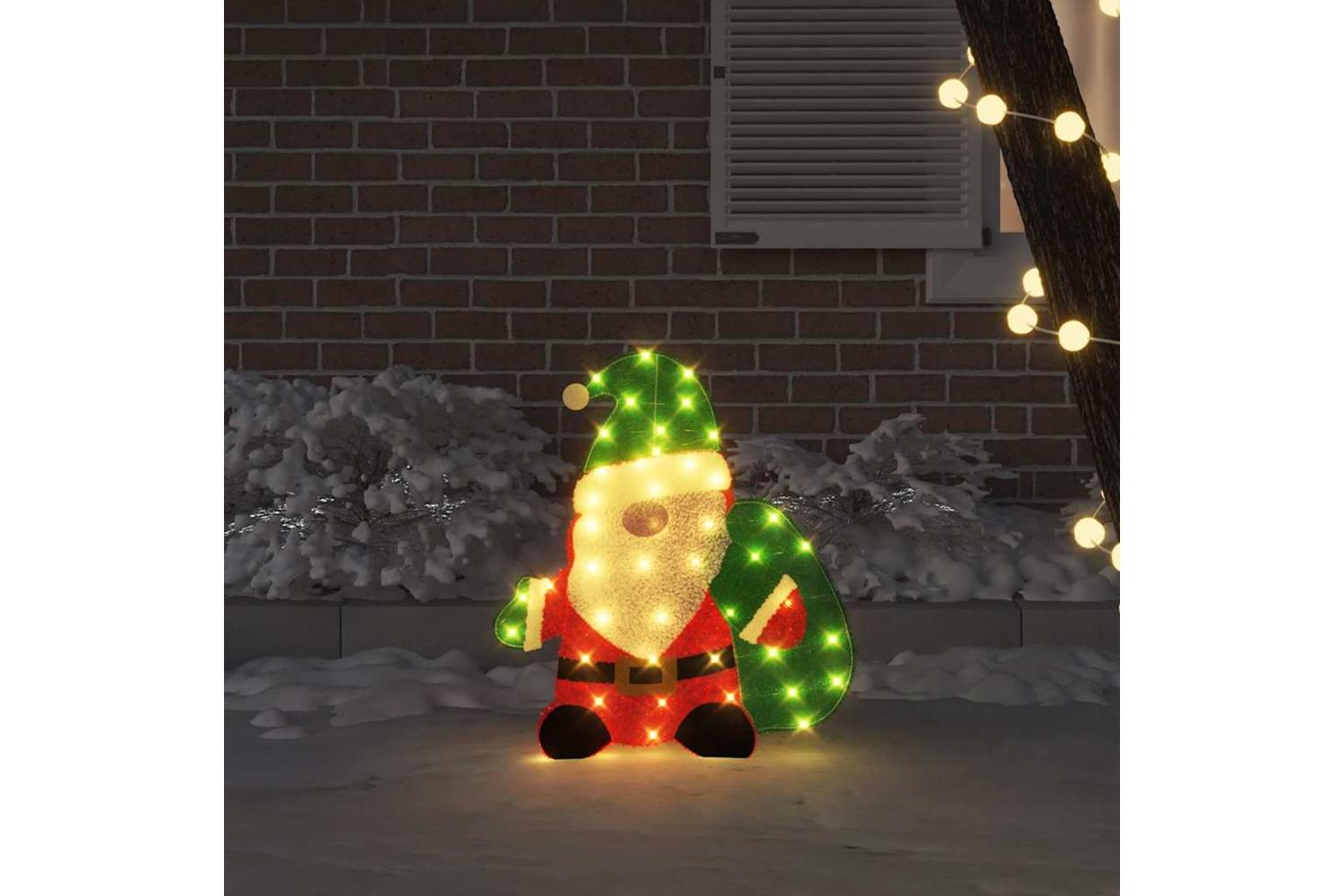 Vidaxl Lighted Santa Claus Warm White 62 X 70 Cm Tinsel Fabric-3