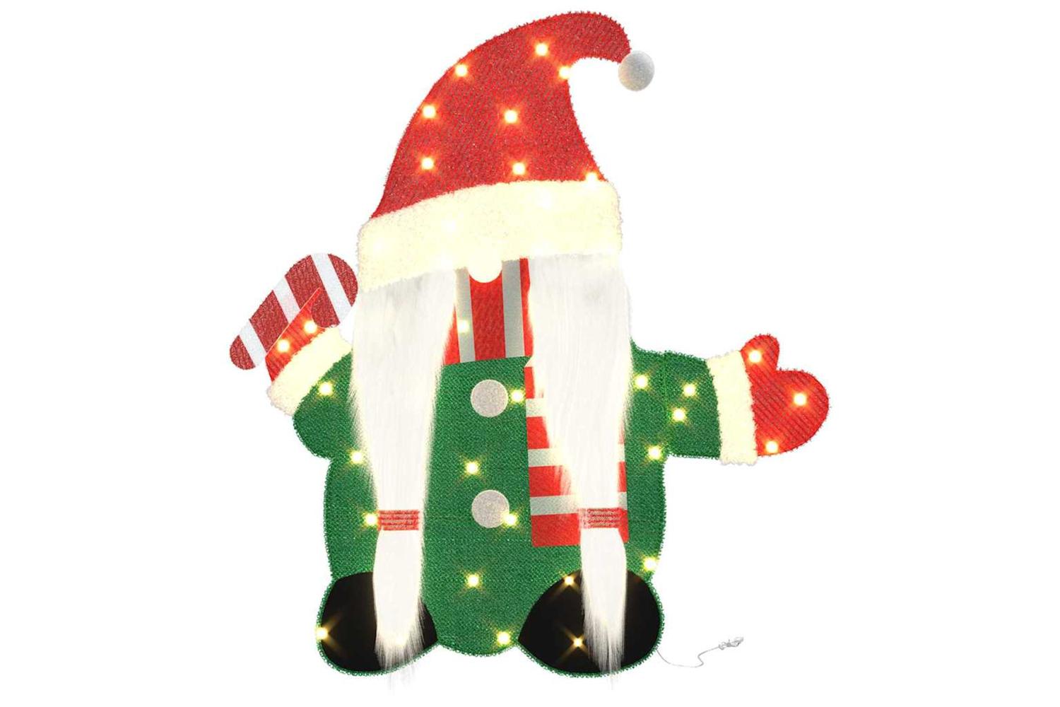 Vidaxl Lighted Gnome With 60 Leds Warm White 71 X 64 Cm Tinsel Fabric-2