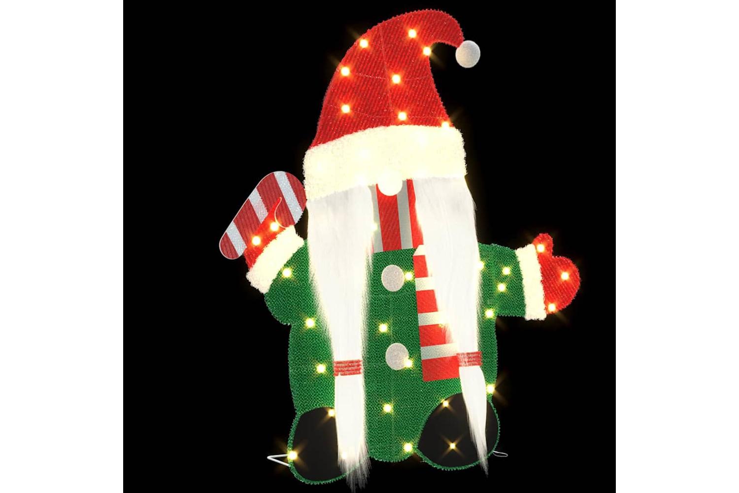 Vidaxl Lighted Gnome With 60 Leds Warm White 71 X 64 Cm Tinsel Fabric-4