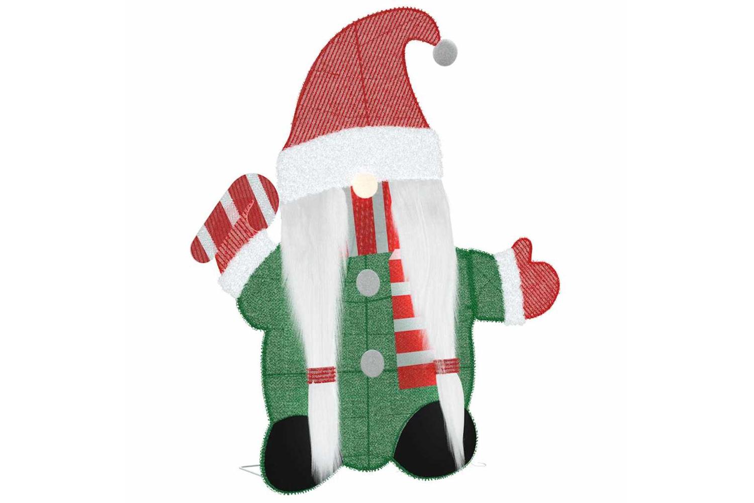 Vidaxl Lighted Gnome With 60 Leds Warm White 71 X 64 Cm Tinsel Fabric-5
