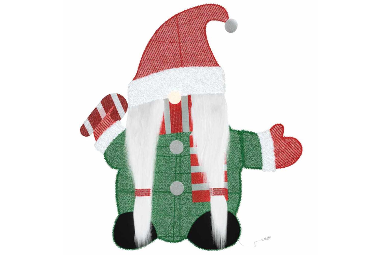 Vidaxl Lighted Gnome With 60 Leds Warm White 71 X 64 Cm Tinsel Fabric-6